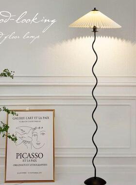 中s古百装褶落n地灯日式简约138客厅卧室落地北欧饰床头氛围奶油i