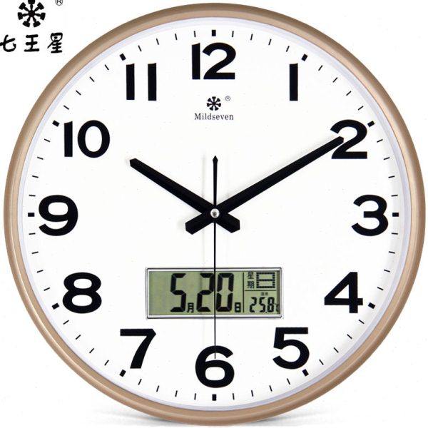 带闹钟墙壁挂式钟表挂钟客厅简约电子石英钟时尚家用时钟挂墙上,家居饰品,挂钟,淘宝优惠券,粉丝福利购,淘宝优惠卷