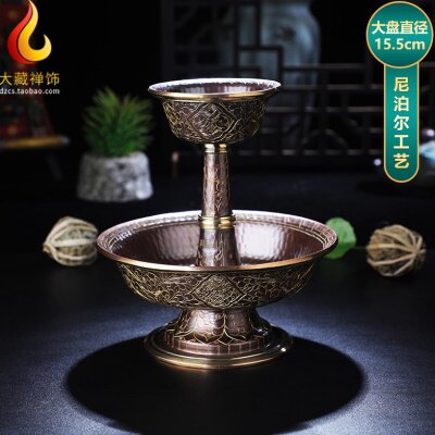藏式尼泊尔护法杯摆件 家用供奉用品手工锤纹供杯大号 高约17cm