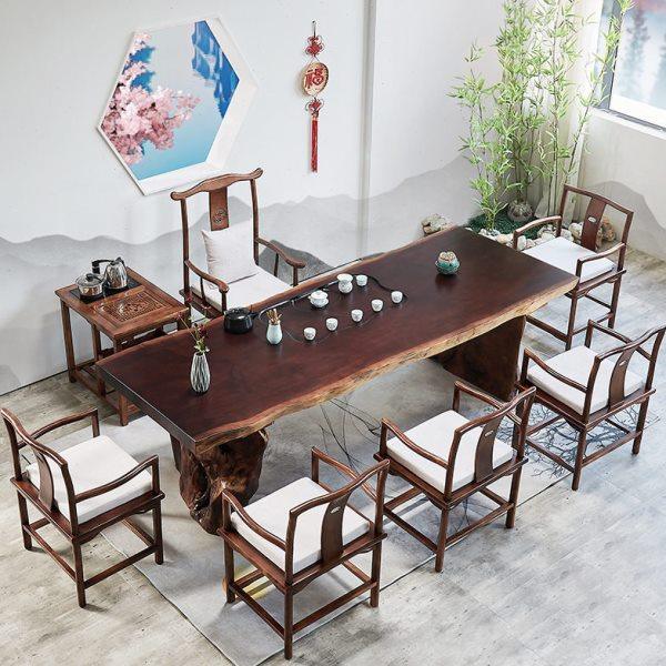 新中式实木茶桌椅组合 公室不规则泡茶桌 茶馆禅意大板功夫茶台,商业/办公家具,茶台/茶桌,淘宝优惠券,粉丝福利购,淘宝优惠卷