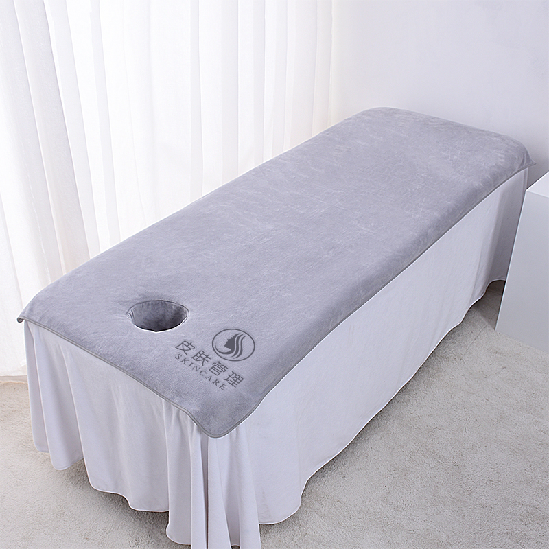 美容院铺床带洞h孔大毛巾浴巾吸水加厚美容床按摩床单洞巾定制log