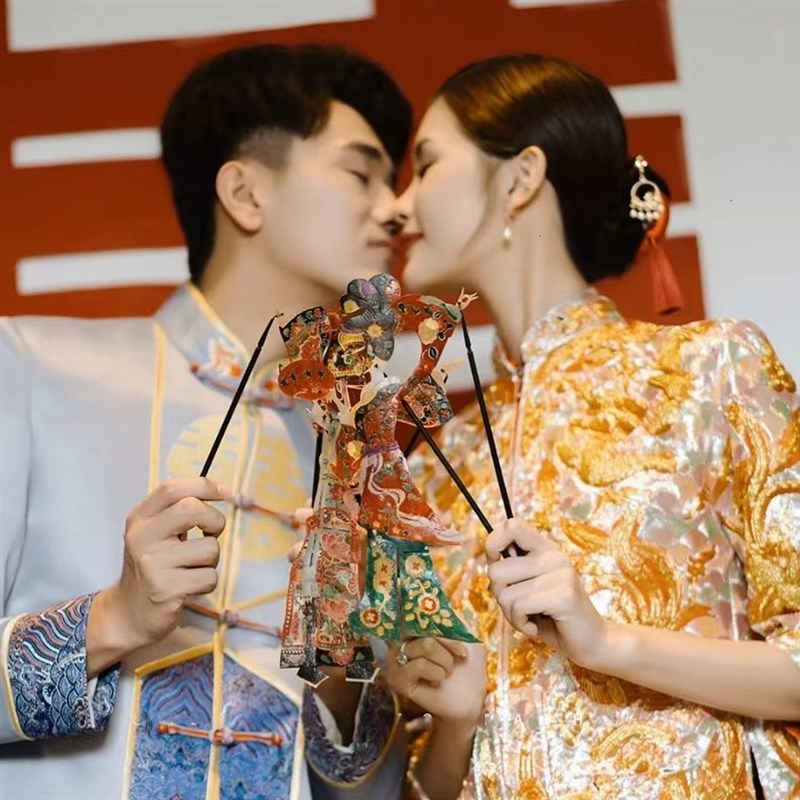 结婚秀禾拍照小道具皮影戏摄影网红E中式拍照皮影戏道具中式婚纱
