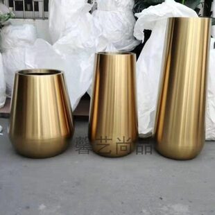 不锈钢花瓶 金属花钵创意新款花器　花盆 落地大花瓶　尺寸可定制