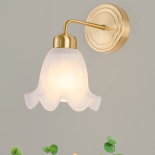 北欧全铜壁灯客厅电视背景墙卧室床头灯具奶油风铃兰花朵装饰墙灯