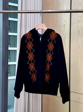 【妍妍粉丝专享】25新款菱格拉链连帽上衣ONWM245125836