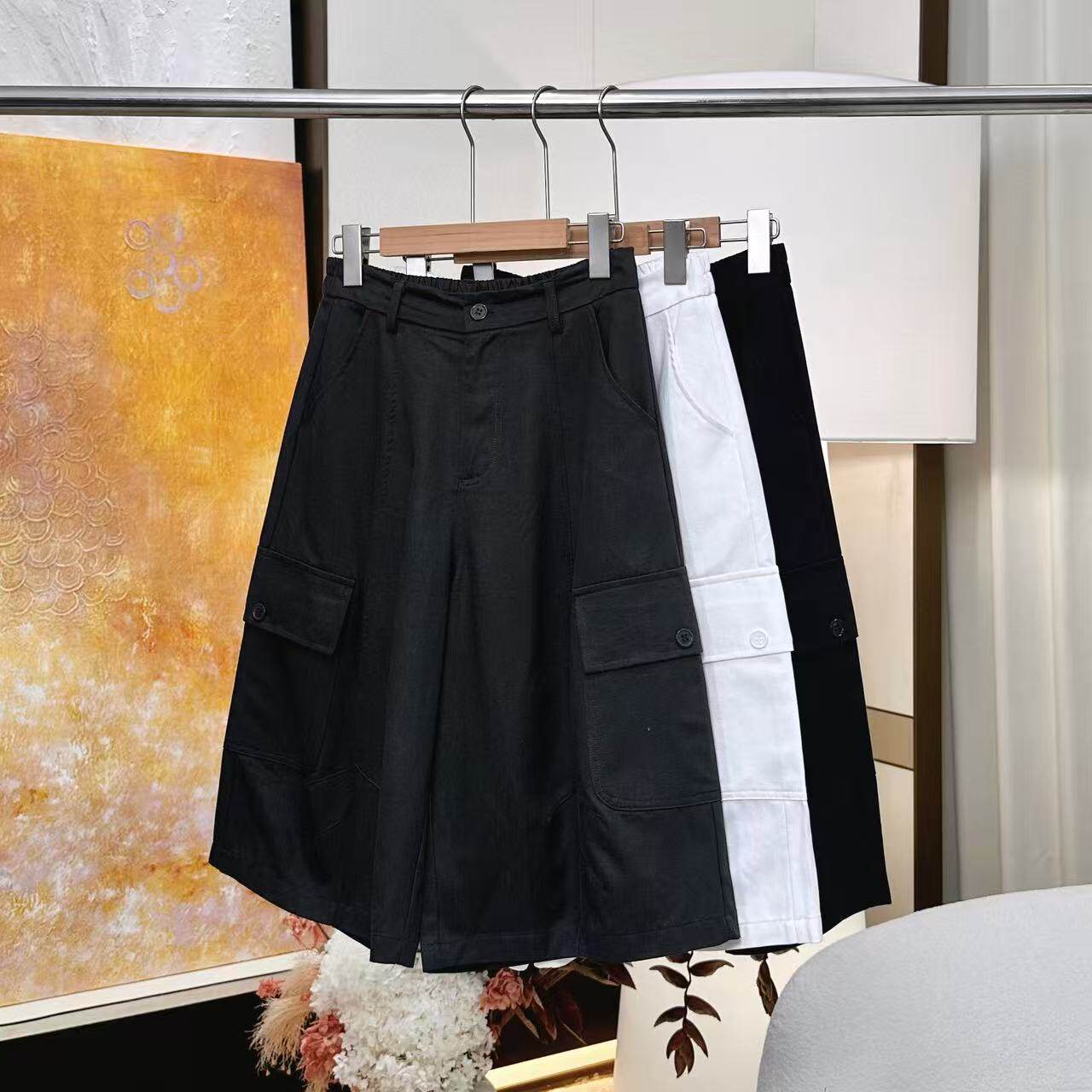 【妍妍】复古定制棉混纺立体裁剪六分裤ONKD170646305