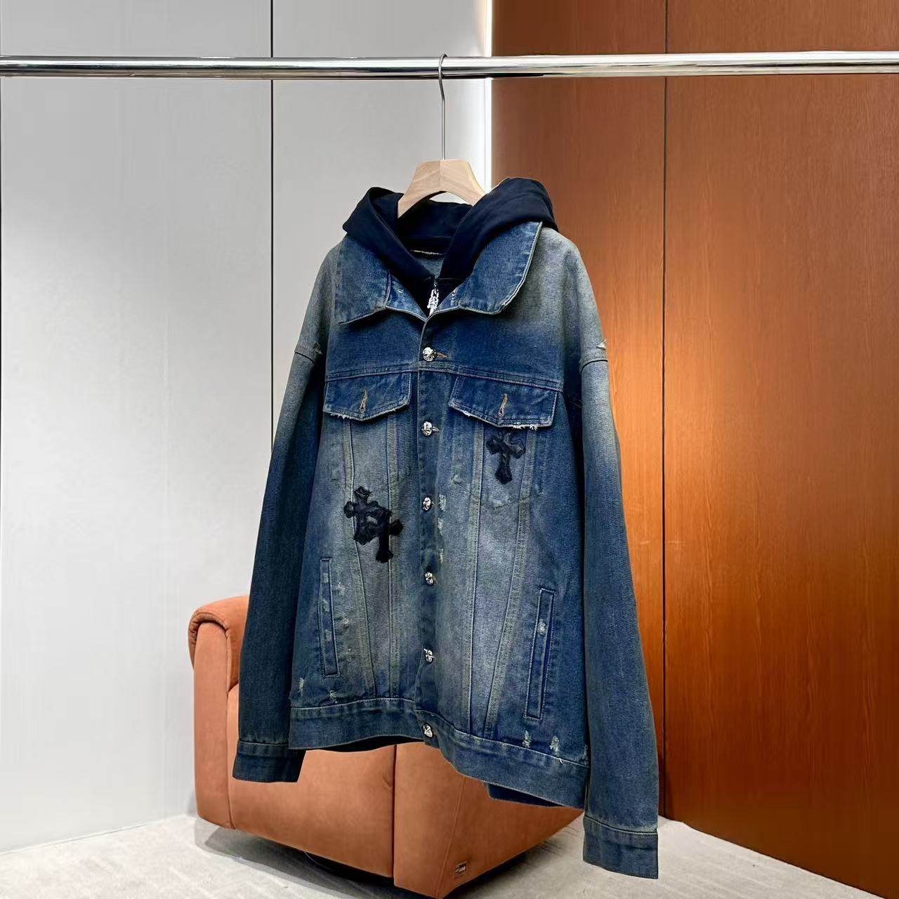 【妍妍粉丝专享】26新款十字架刺绣连帽牛仔外套ONWN178615891