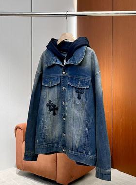 【妍妍粉丝专享】26新款十字架刺绣连帽牛仔外套ONWN178615891
