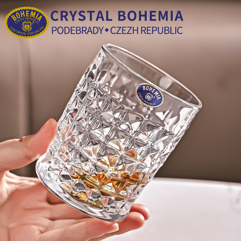 捷克进口水晶玻璃洋酒杯家用轻奢高级感威士忌酒杯果汁饮料啤酒杯