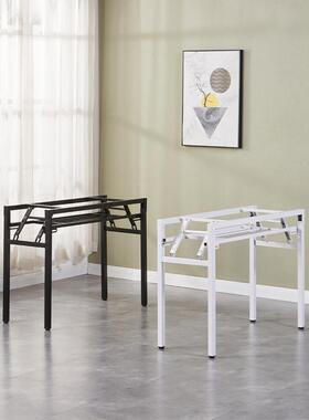 简易折叠桌架子双层桌架腿GMY铁长桌子单层桌桌腿架餐桌白色弹簧