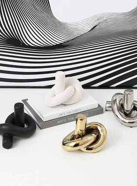 轻CAC现创意扭曲树结陶瓷小摆件样板间装奢客厅电视柜家居代饰品