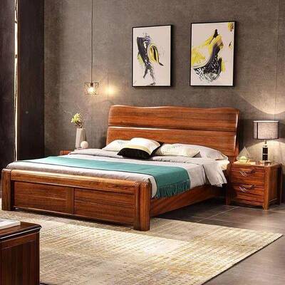 乌代金木木实床1.8米SDO双人大床卧室家用现中式床简约主卧婚1.5