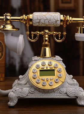 仿电话机欧式古电话白机色30383老中式古董家用时古尚电话机座复