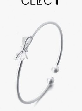 clect珂里蝴蝶结银手镯女纯银年轻款银镯子999足银实心生日礼物