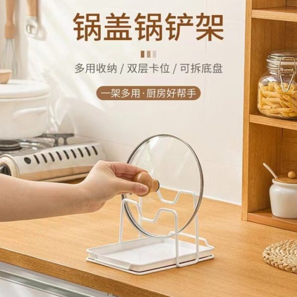 一体锅盖架锅铲饭勺垫坐式铁艺锅盖砧板架厨房置物收纳架锅铲架子图片