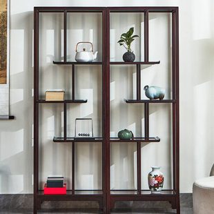 明式家具赞比亚血檀博古架新中式实木展示架书房古董架仿古置物架