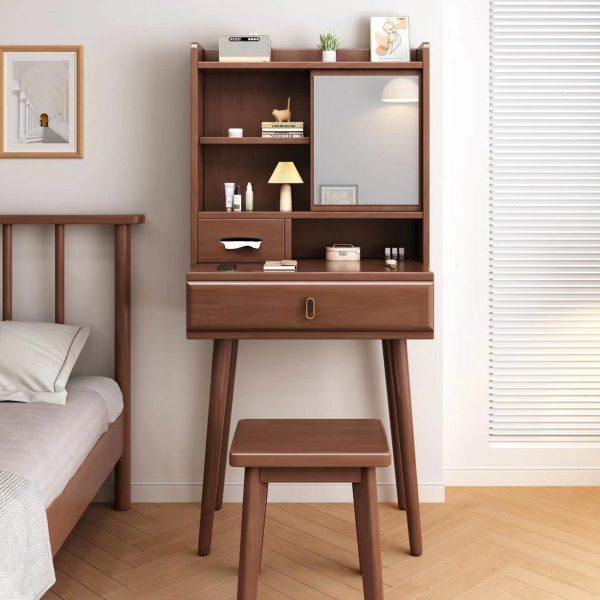 北欧实木梳妆台卧室简约现代小户型60cm日式化妆台经济型化妆桌子