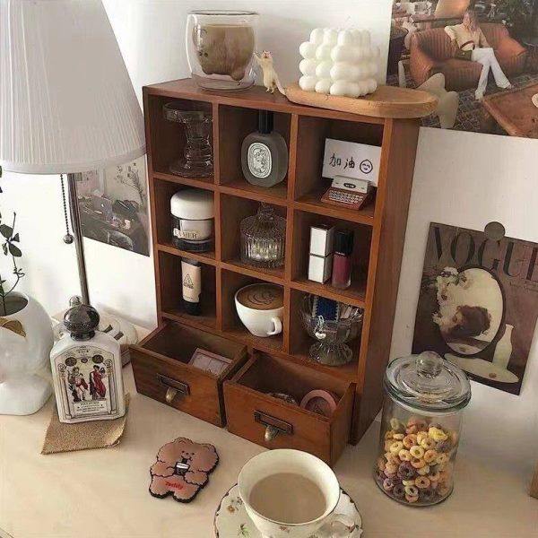 桌面置物架墙壁挂墙咖啡杯收纳盒多层实木格子墙面桌面茶具挂架,收纳整理,首饰盒,淘宝优惠券,粉丝福利购,淘宝优惠卷