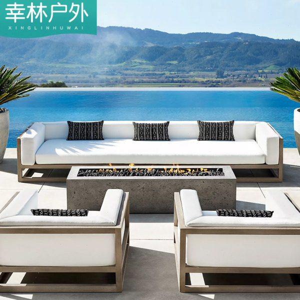 北欧户外沙发柚木高档别墅庭院民宿酒店阳台沙发躺床室外休闲沙发,住宅家具,户外沙发,淘宝优惠券,粉丝福利购,淘宝优惠卷