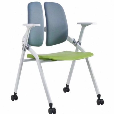 培训椅带写字板折叠会议椅子书写椅带滑轮职员办公桌椅一体洽谈椅