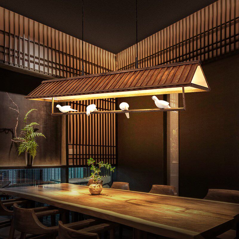 中古风餐厅吊灯原木日式复古火锅店吧台灯侘寂P风民宿禅意茶室吊