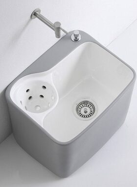 JOMOW灰色拖把池带沥水篮陶瓷家用卫生间拖布池阳台墩布池地拖桶