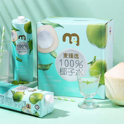 麦德龙 麦臻选 泰国进口 100% NFC椰子水 1L*6瓶
