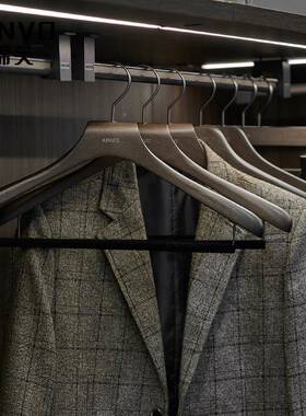 锦芙ZMH质衣木室架西大衣服衣撑卧衣柜衣帽间黑色衣挂