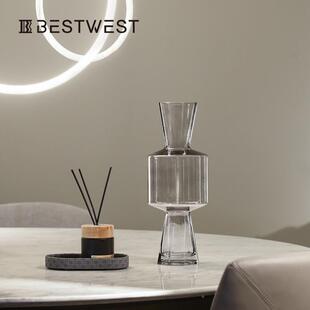 博西家居灰色明糖果形水培透璃花瓶家YYC-2484客厅软装饰居品玻插