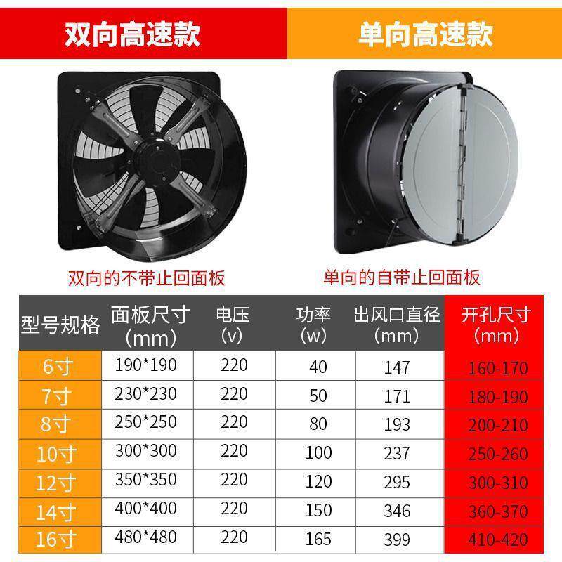 双向正反转双排业气扇房家用商用油烟机排风厨机排风扇强抽力换气