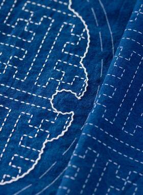 F765MS7JOFD刺子绣料包雪轮纹叶麻纹茶席自绣新手DI9Y刺绣手工印