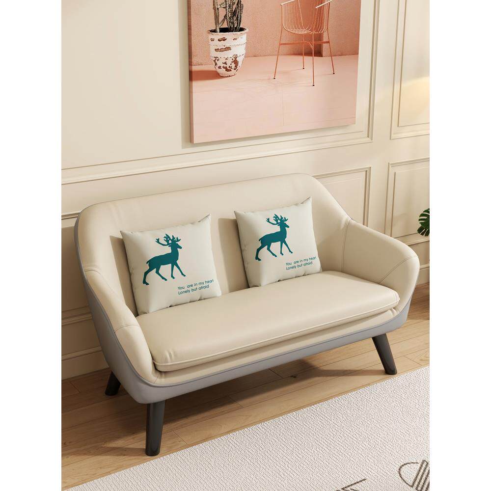 双人小欧沙发小户型客租厅出房j皮实7008木休闲科技布公寓酒店北