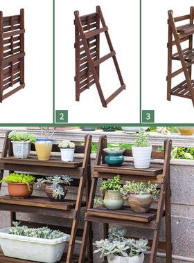 花外阳台置物架实客厅落地式折叠木架花架多肉花盆架户防F98TSJHH
