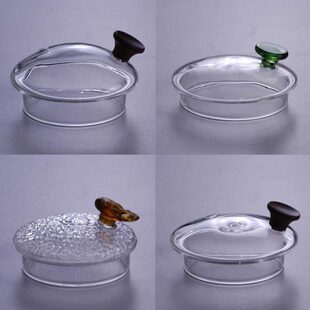 1侧把锤纹木珠盖蒸茶壶煮茶壶盖子纯手工玻璃盖