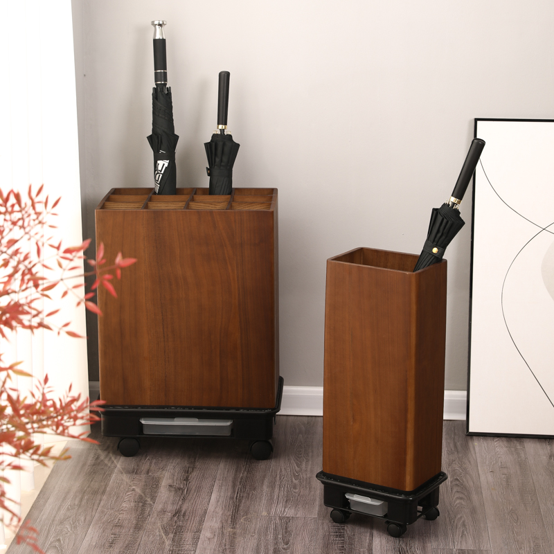 商用雨伞架d子轻奢实木大容量酒店收纳伞桶家用门口挂伞筒定制LOG