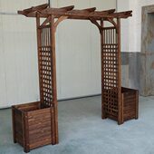 防腐木户外庭院碳化实木拱门花园门葡萄架半圆网格拱形爬藤花架子