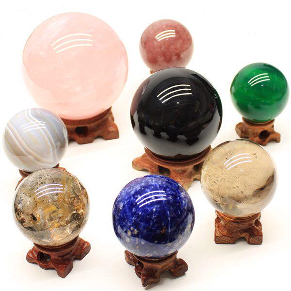 易晶缘一物一图天然白水晶球摆件圆形石头球彩色风水球
