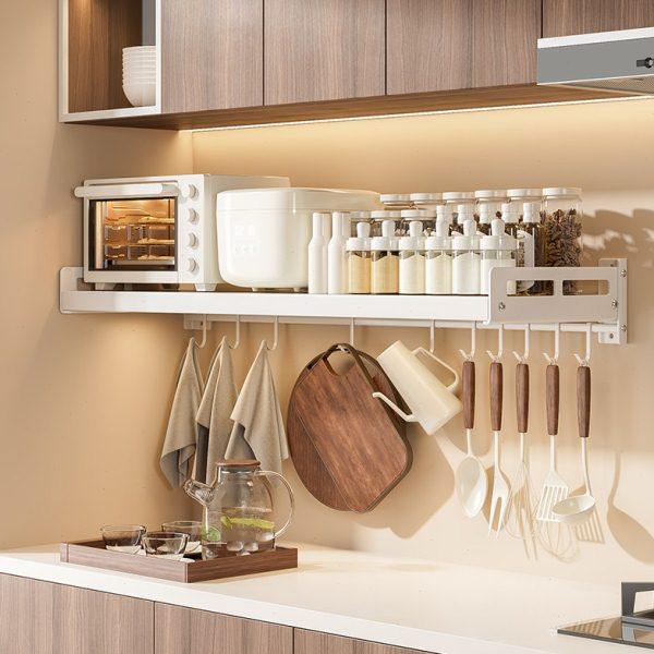 免打孔厨房置物架烤箱微波炉壁挂墙上放锅架收纳架子层板货架收纳,厨房/烹饪用具,微波炉置物架,淘宝优惠券,粉丝福利购,淘宝优惠卷