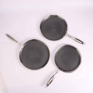 30不锈4钢平底披萨煎锅班戟三层钢蜂窝锅烙披萨锅饼用无油烟不粘
