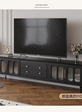 茶复型柜古美式电视几组合家用新款法式小户JSN客厅实木黑色电视