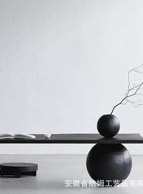 居厂家销售手制木质碳工艺黑色酒化花瓶花桶桌面HNU装饰店别墅家