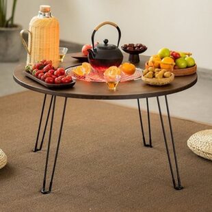 露营烧烤炉家用室内围炉煮茶便携实木折叠野餐桌子木炭碳烤小围桌