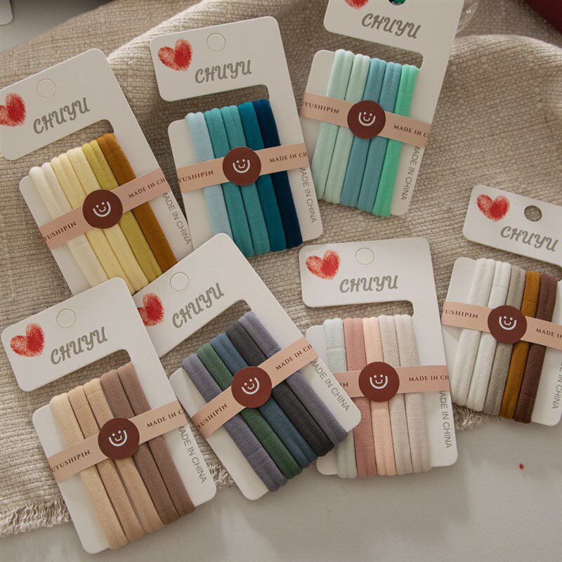 Raffia无接缝5根p装新色高弹力毛巾圈发绳基础扎头发简约头绳发圈