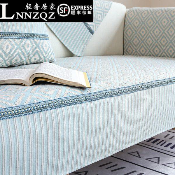 北欧简约棉麻沙发垫四季通用亚麻高档现代老粗布防滑沙发套罩巾