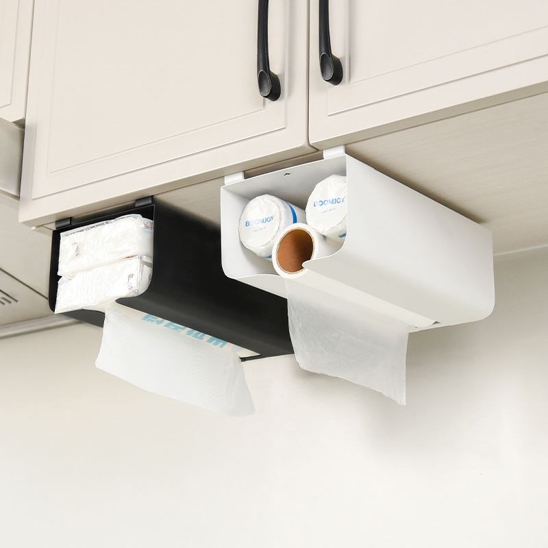 橱柜纸巾盒 g铁艺壁挂式保鲜袋抽纸盒 家用卫生间纸巾收纳盒