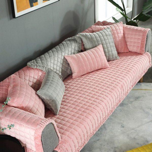 冬季毛绒沙发垫防滑垫子加厚北欧风简约冬天实木沙发套罩坐垫粉色,居家布艺,沙发垫,淘宝优惠券,粉丝福利购,淘宝优惠卷