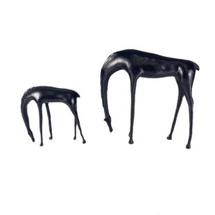 新中式欧式简约金属低头瘦脚骏马摆件样板房售楼处软装饰品摆设