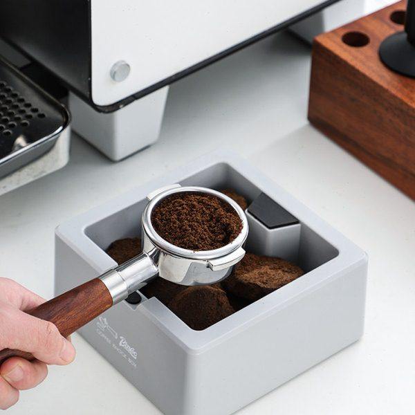 Bincoo四方咖啡粉敲渣盒大容量粉渣桶压粉器硅胶压粉垫咖啡机手柄