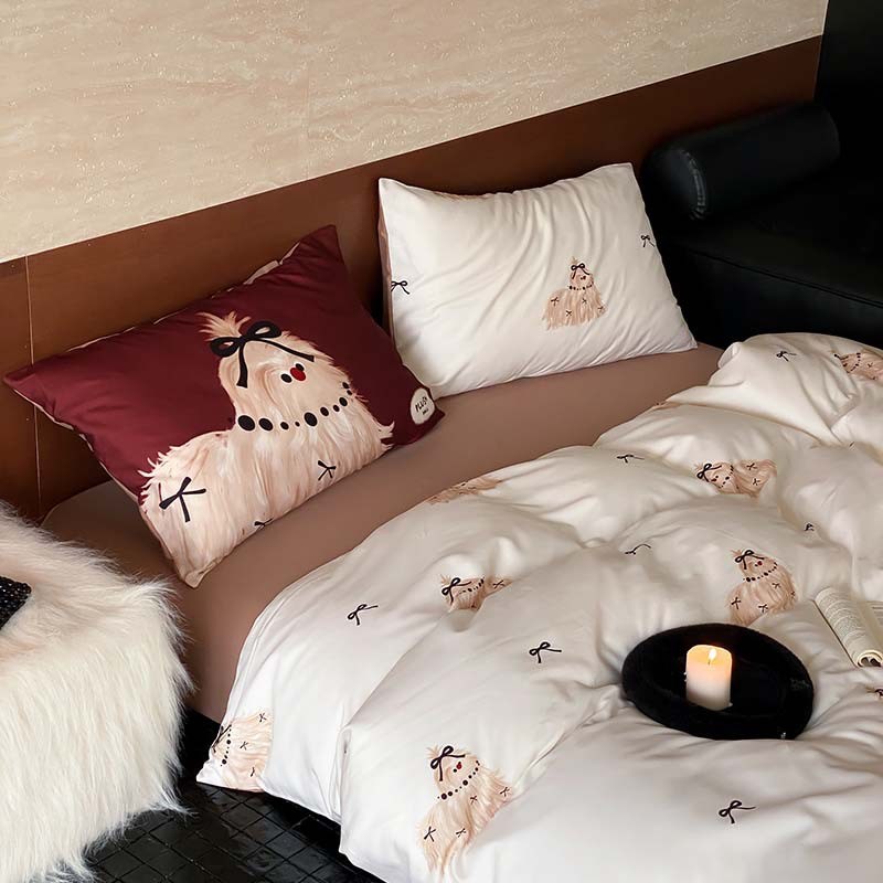 2024新款100S卡通可爱全棉长绒棉轻磨毛卡通数码四件套北欧少女心