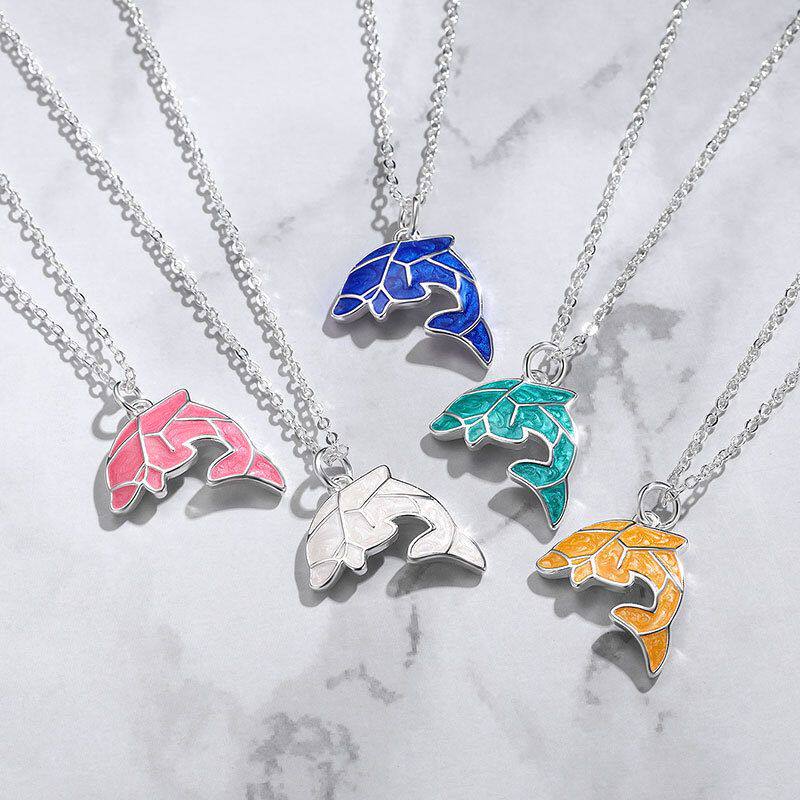 小海豚项链女S925纯银海豚吊坠学生可爱简约气质锁骨链潮ins网红